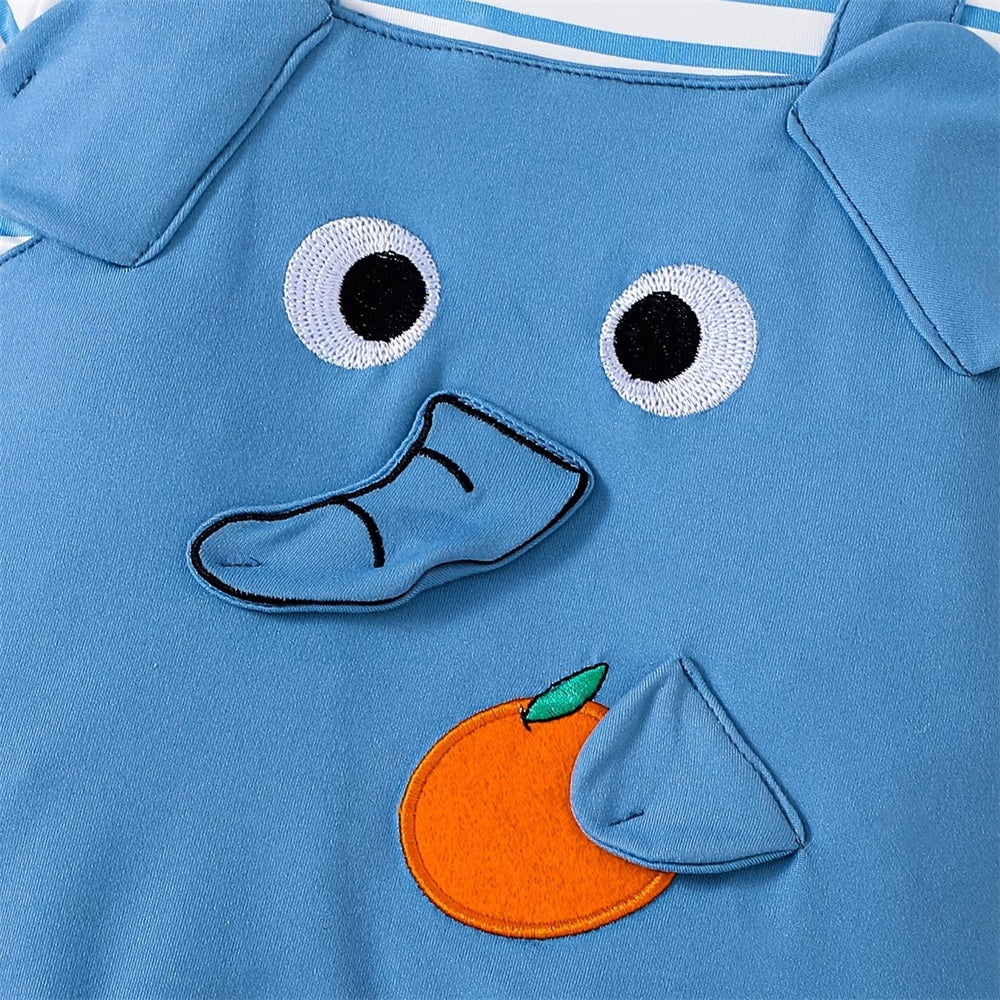 Summer Elephant Printed Striped Short Sleeve Baby Jumpsuit