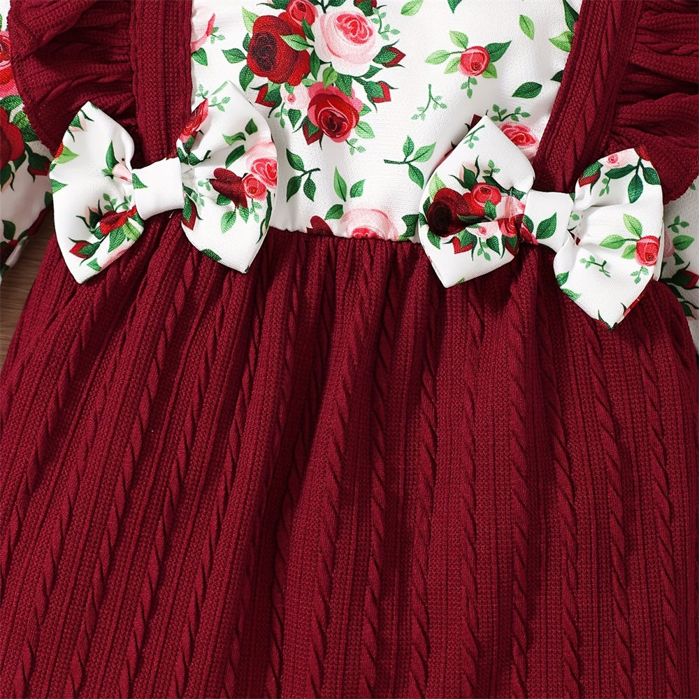 2PCS Exquisite Floral Printed Long Sleeve Baby Jumpsuit