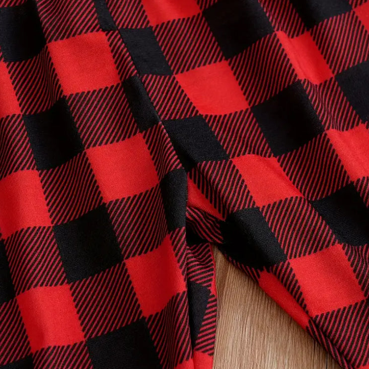 2PCS My First Christmas Letter Plaid Printed Baby Set