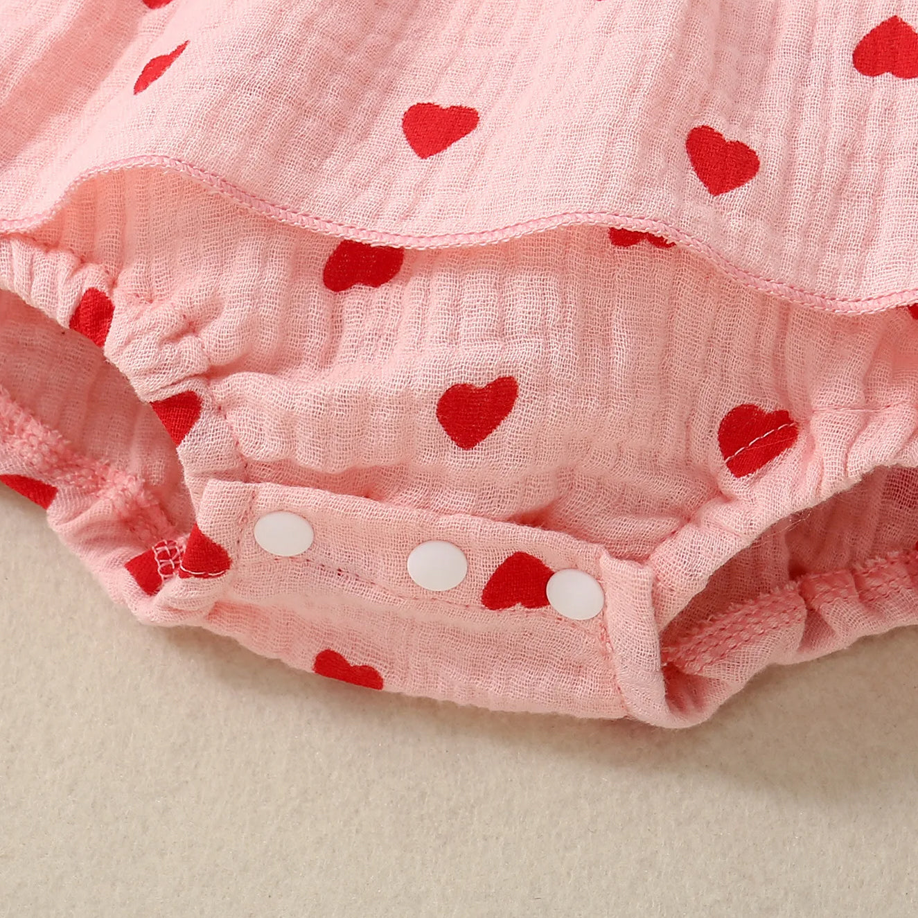 2PCS Grace Heart Print Long Sleeve Baby Romper