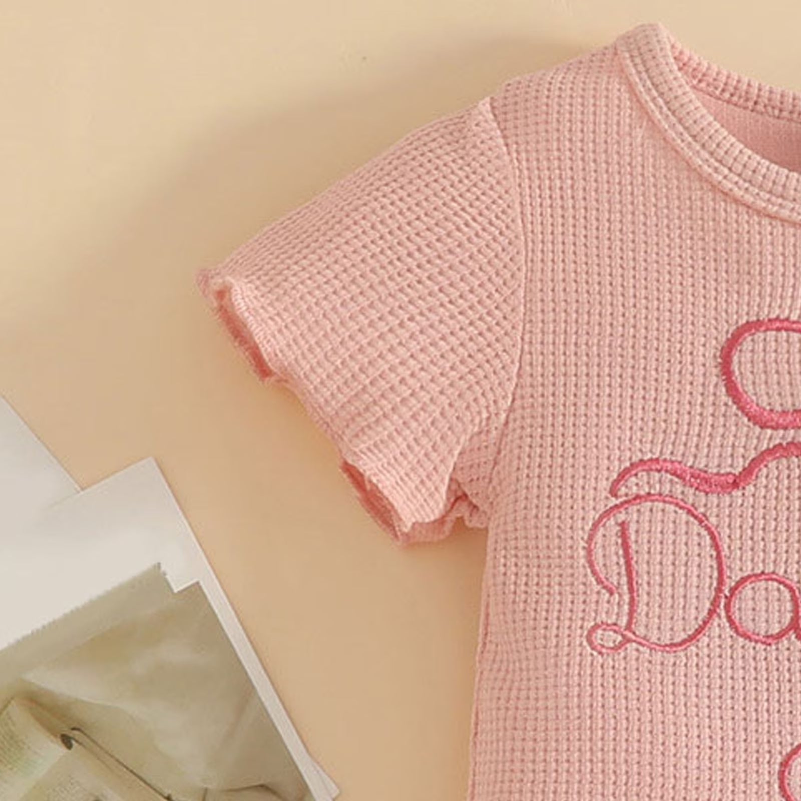 2PCS Mama's Girl Letter Embroidery Short Sleeve Baby Set