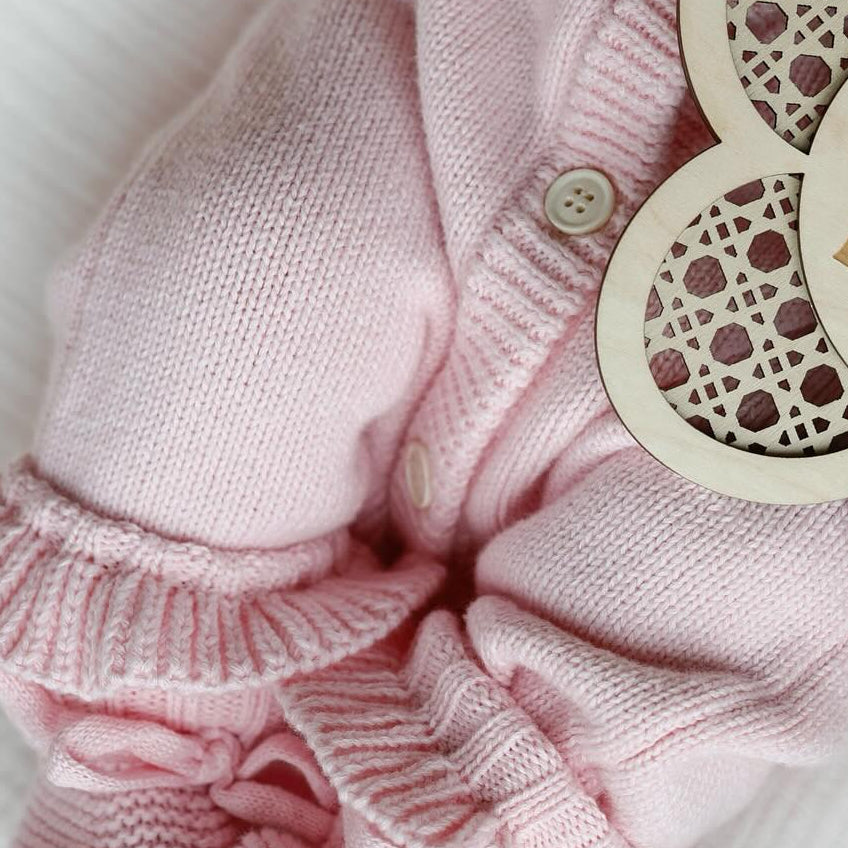 2PCS Classy Solid Color Knit Long Sleeve Baby Jumpsuit