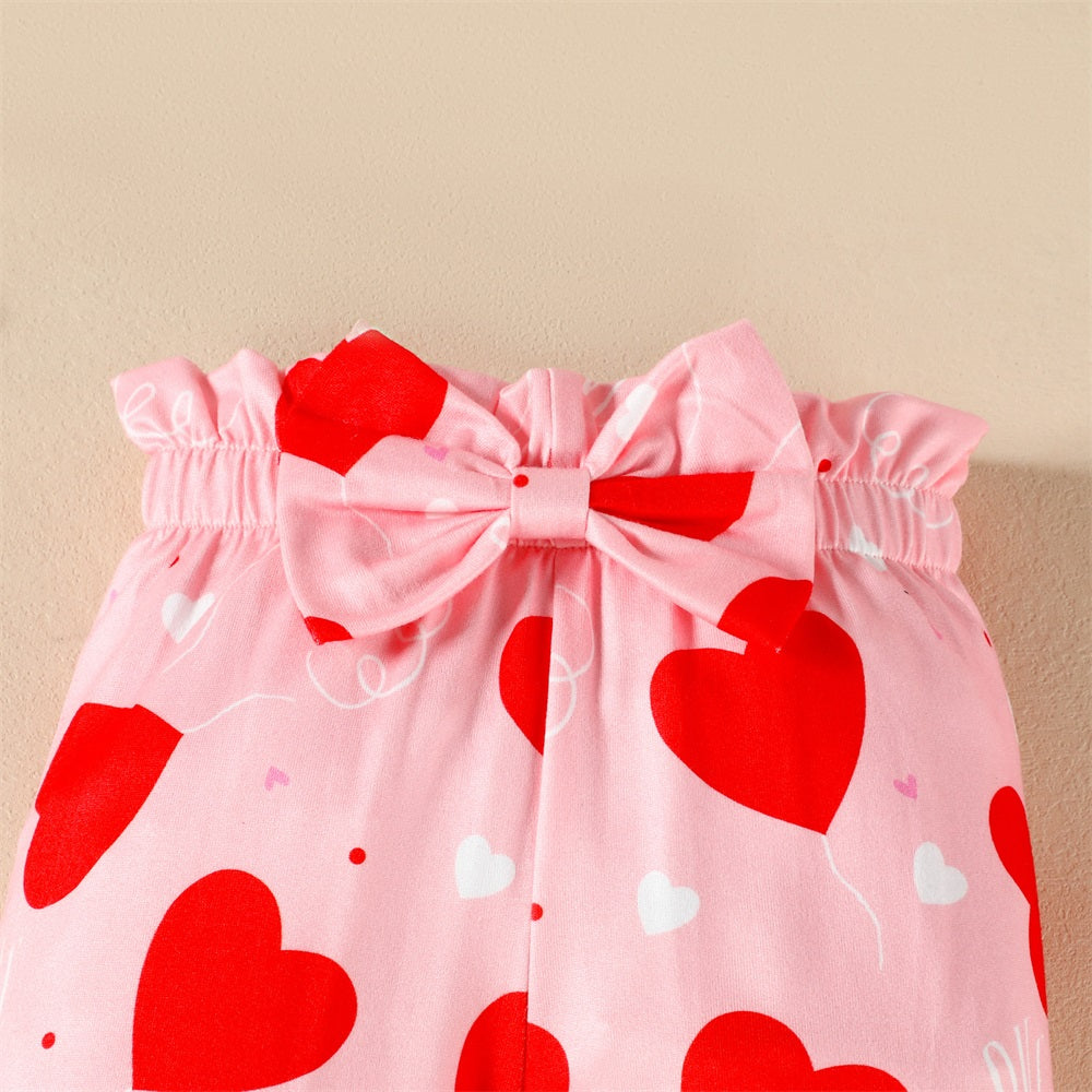 3PCS Daddy's Little Girl Letter Heart Print Long Sleeve Baby Set