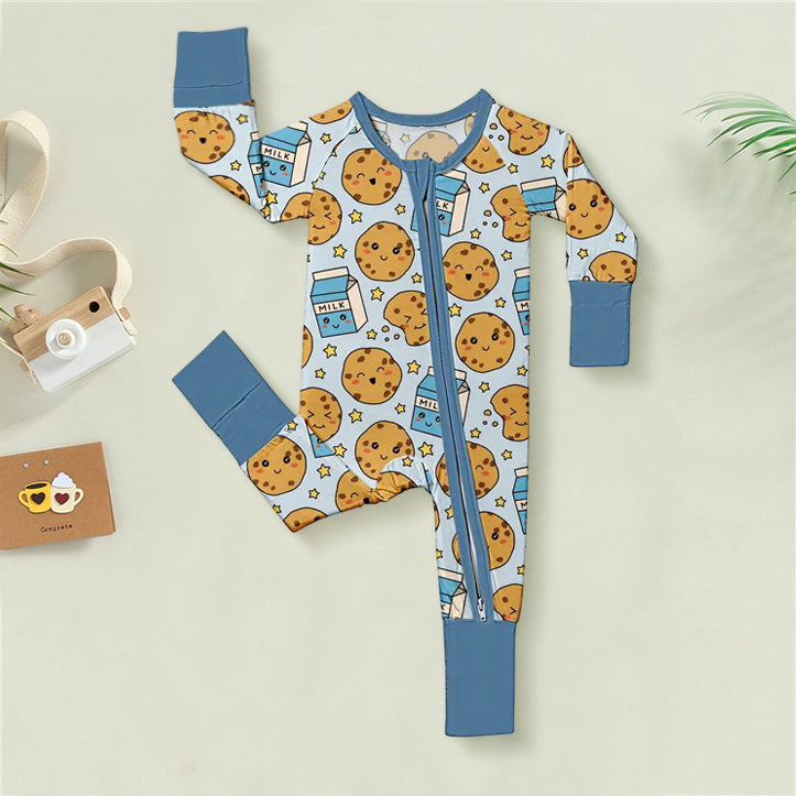 Cookie Printed Zipper Bamboo Viscose Baby Jumpsuit