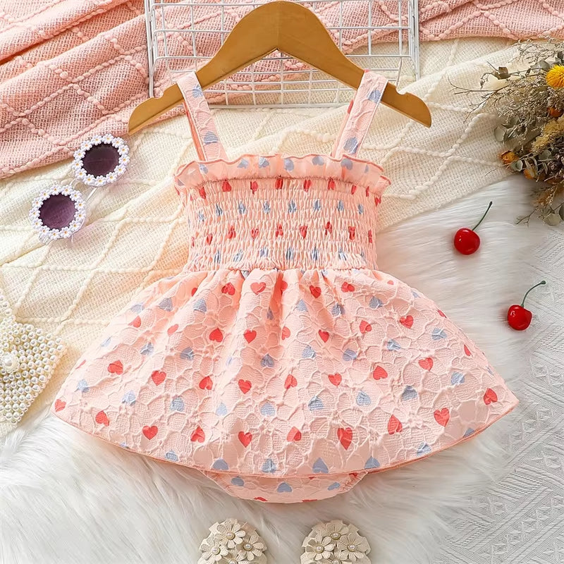 Grace Heart Printed Sleeveless Baby Girl Romper