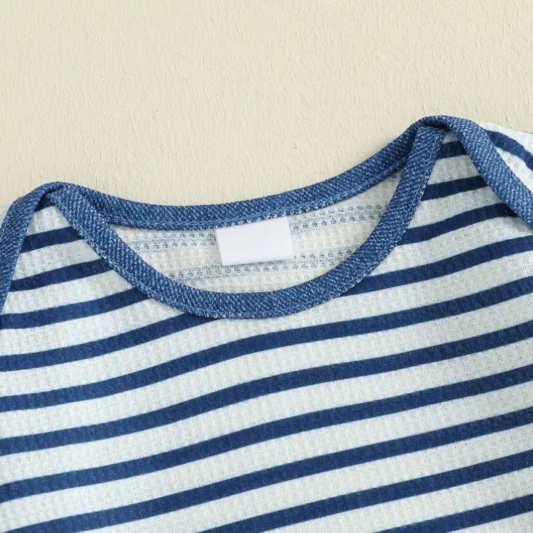 2PCS Cute Bear Print Striped Long Sleeve Baby Set