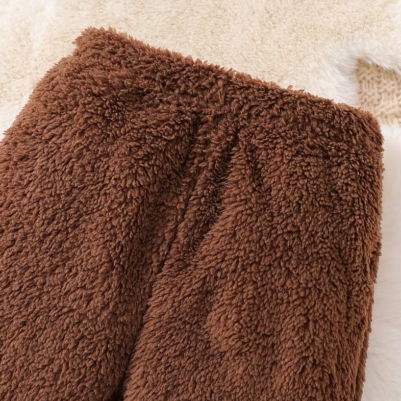 2PCS Cute 3D Bear Print Baby Fuzzy Hooded Set