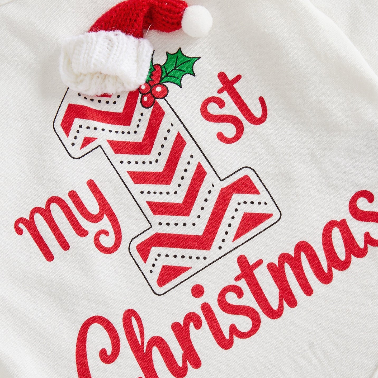 3PCS Pretty My 1st Christmas Letter Printed Long Sleeve Baby Set