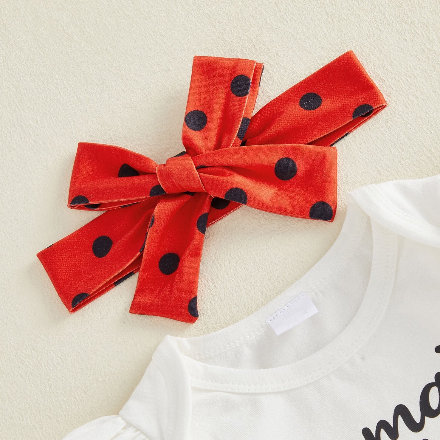 4PCS Lovely Mama's Little Ladybug Letter Polka Dots Print Baby Set