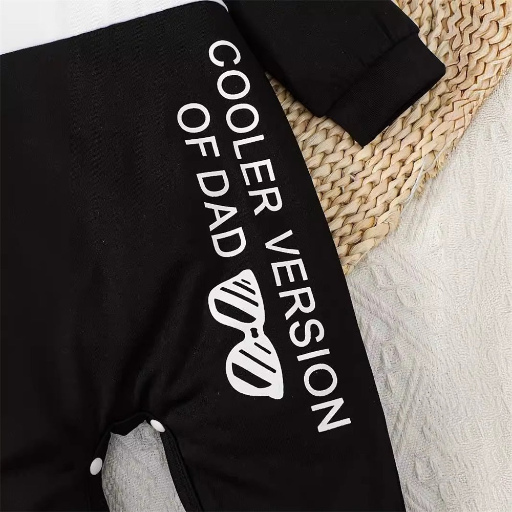 2PCS Cooler Version of Dad Letter Print Striped Baby Jumpsuit