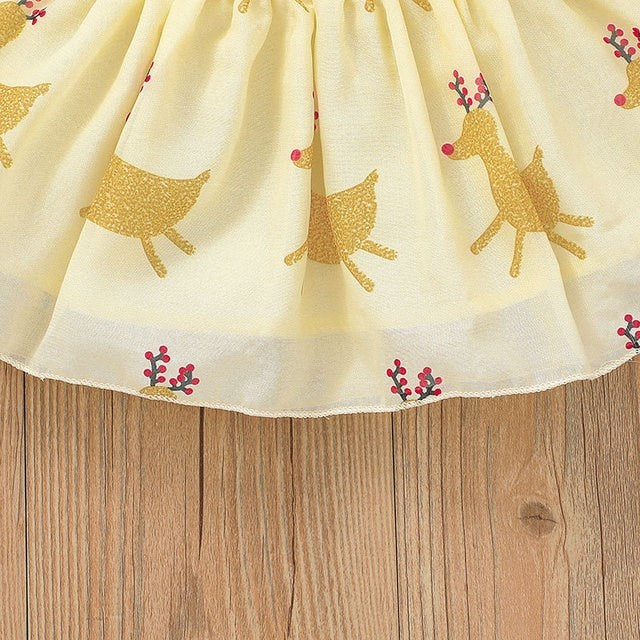 3PCS Christmas Reindeer Print Long Sleeve Baby Set