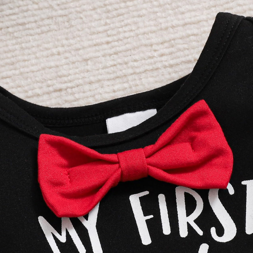 3PCS Merry Christmas Letter Print Plaid Long Sleeve Baby Boy Set