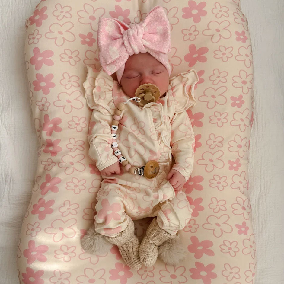 Bubbly Floral Printed Long Sleeve Zipper Baby Jumpsuit