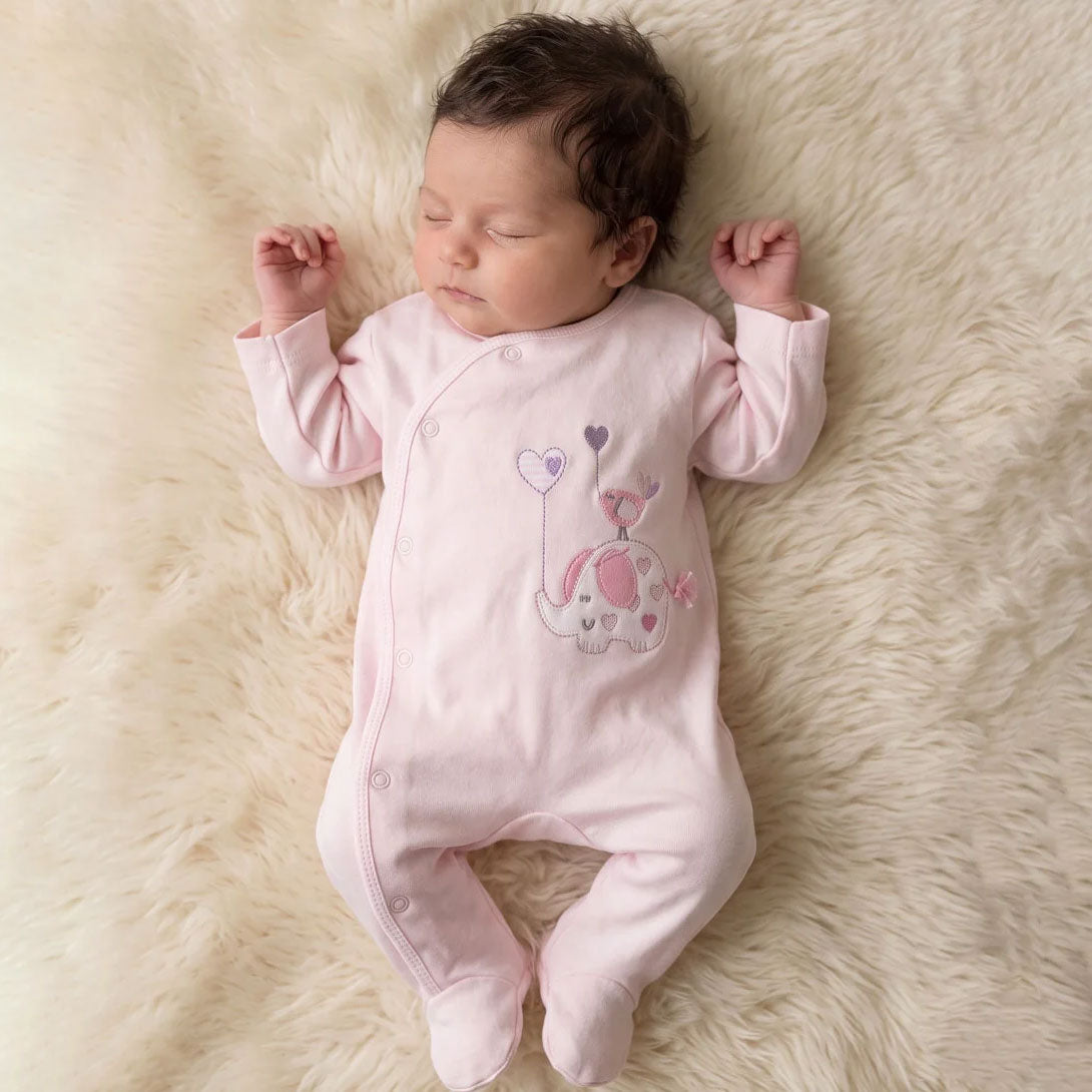 Cute Elephant Embroidery Long Sleeve Baby Jumpsuit