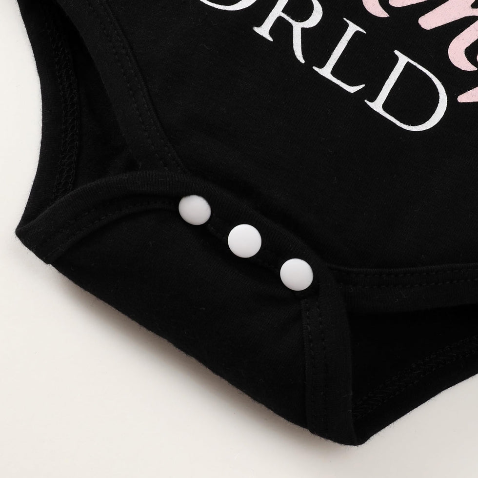 4PCS Daddy's Girl Mommy's World Letter Circles Printed Baby Set