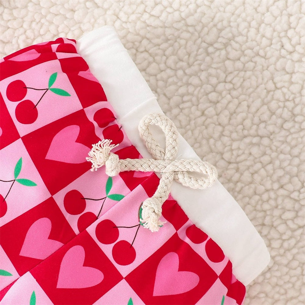 3PCS Hey Sugar Letter Embroidery Heart Print Long Sleeve Baby Set