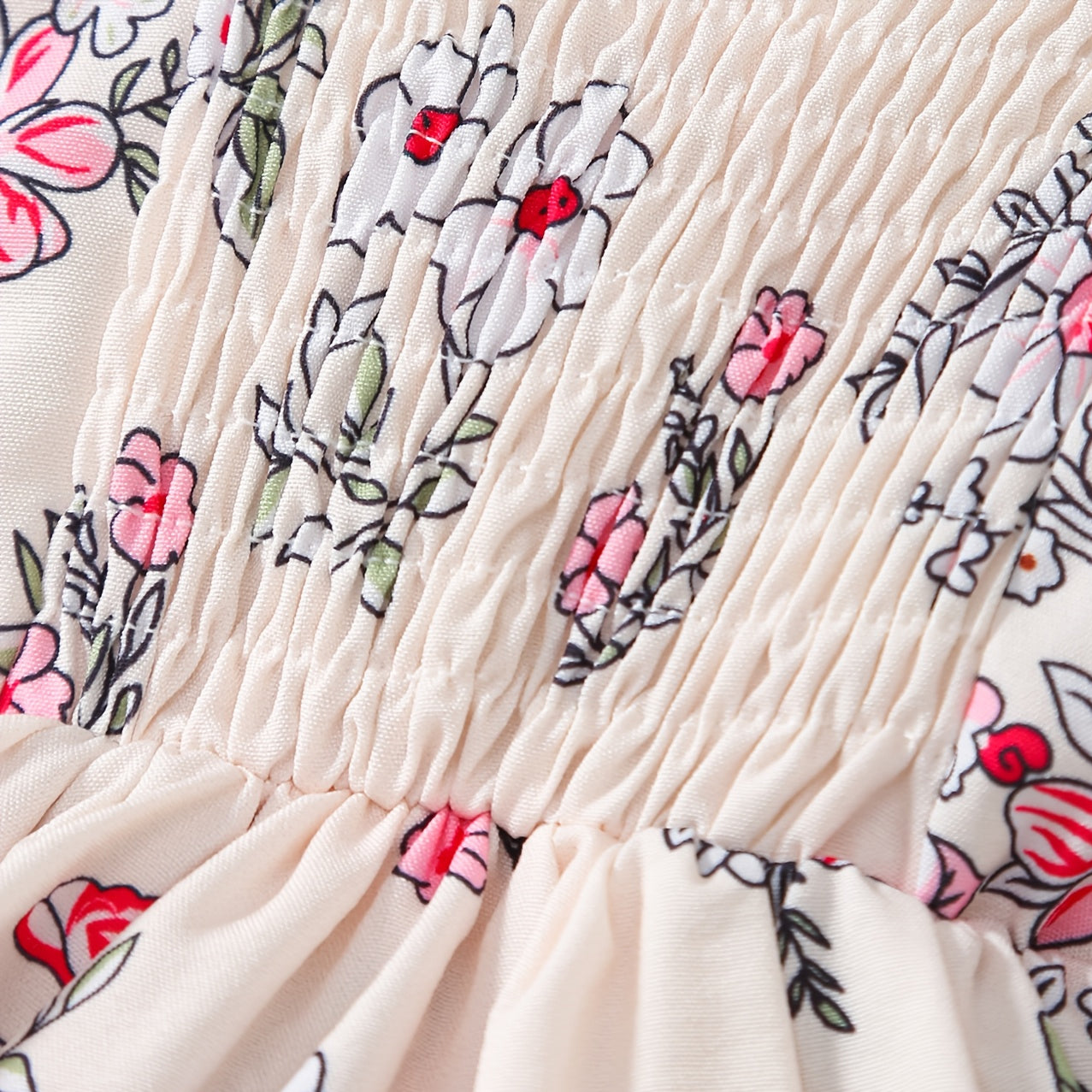 2PCS Romantic Floral Print Short Sleeve Baby Girl Romper
