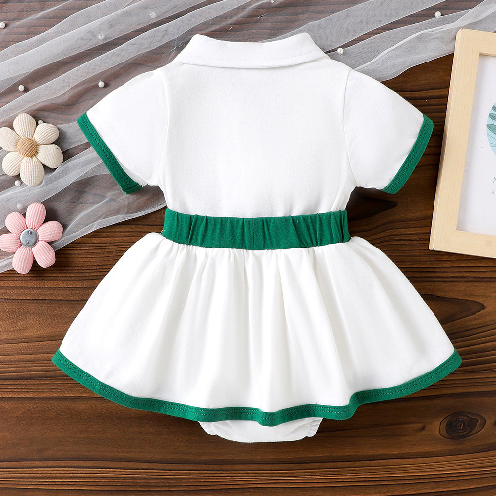 Adorable Golf Embroidery Short Sleeve Baby Romper