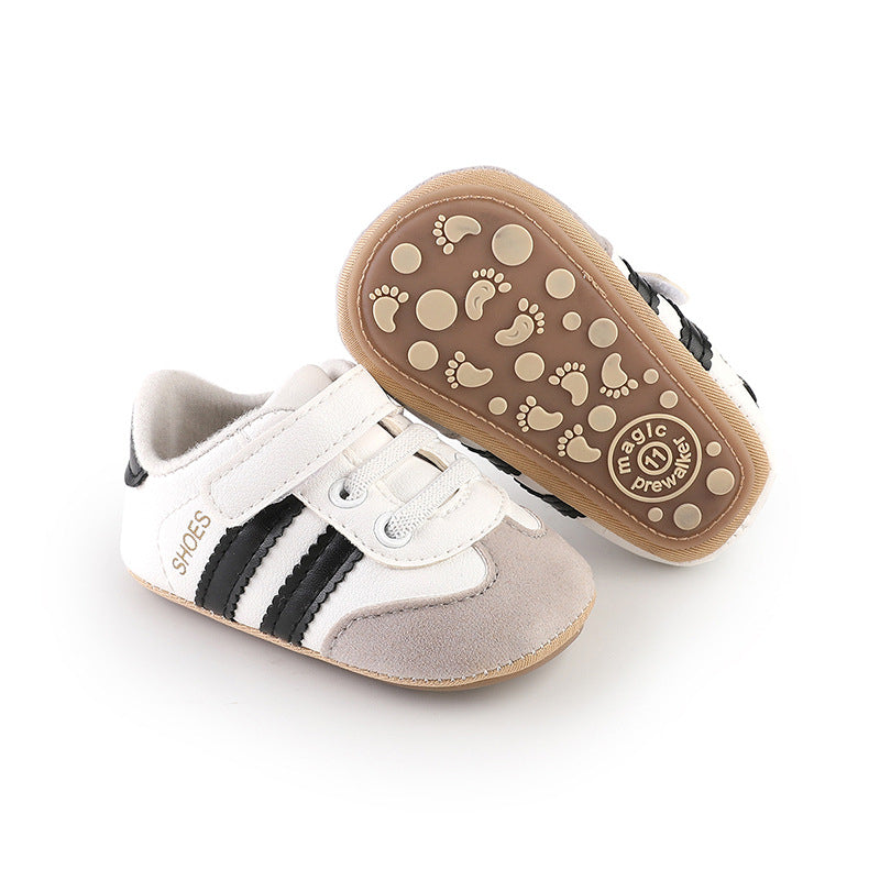 Striped Design Velcro Non Slip Sole Baby Shoes