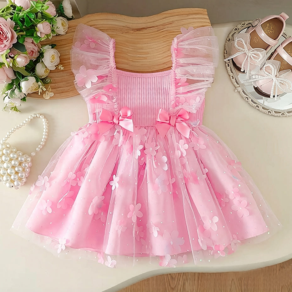 Gorgeous Floral Print Flounce Sleeve Baby Romper