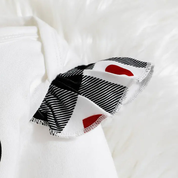 3PCS Plaid Heart Print Long Sleeve Baby Set