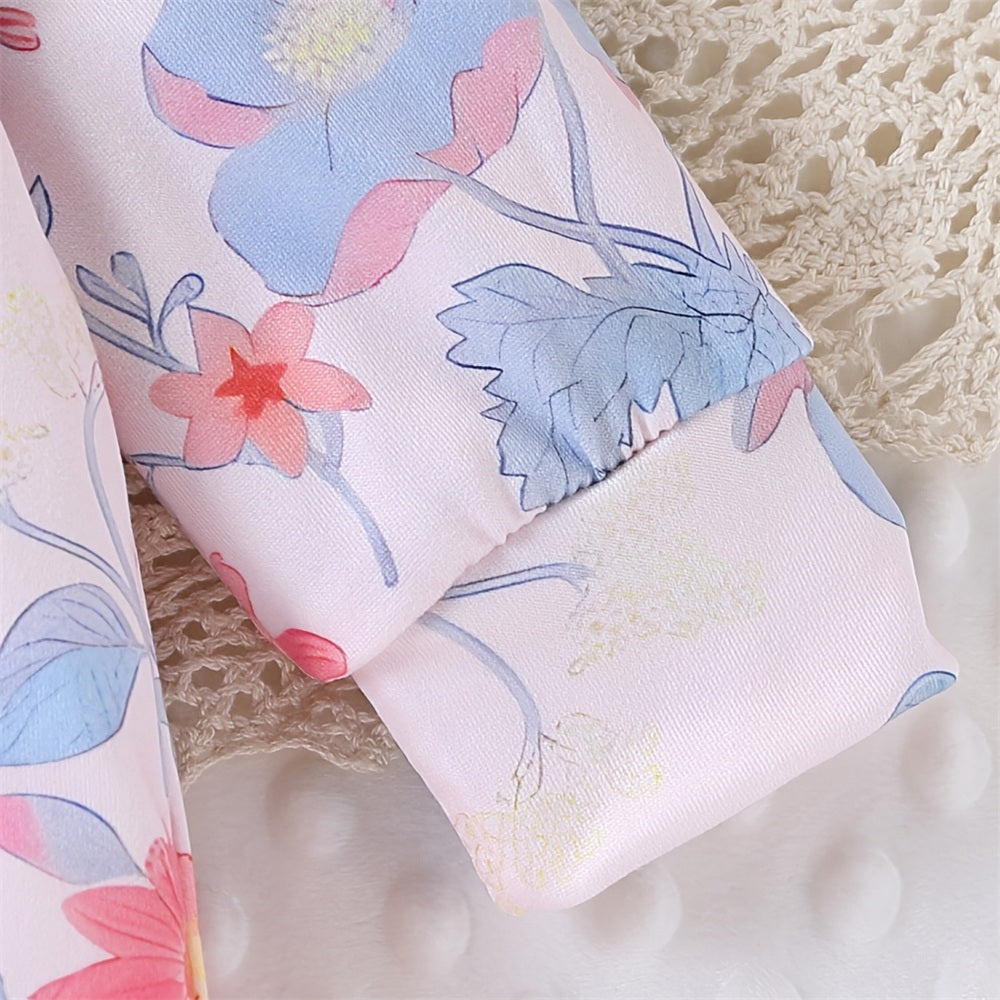 Graceful Floral Printed Long Sleeve Baby Jumpsuit
