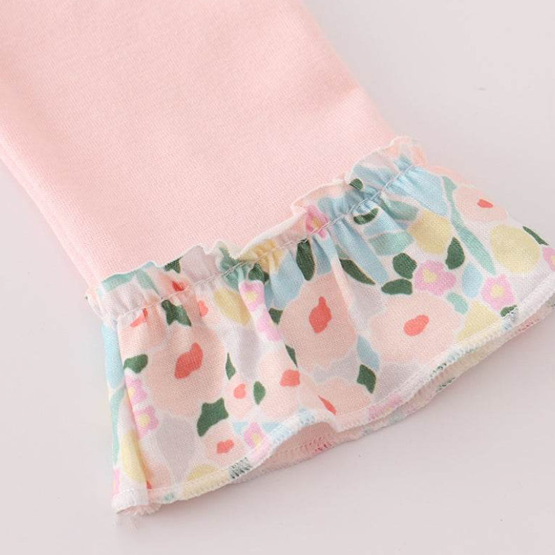 Sweet Floral Bow Print Long Sleeve Baby Jumpsuit