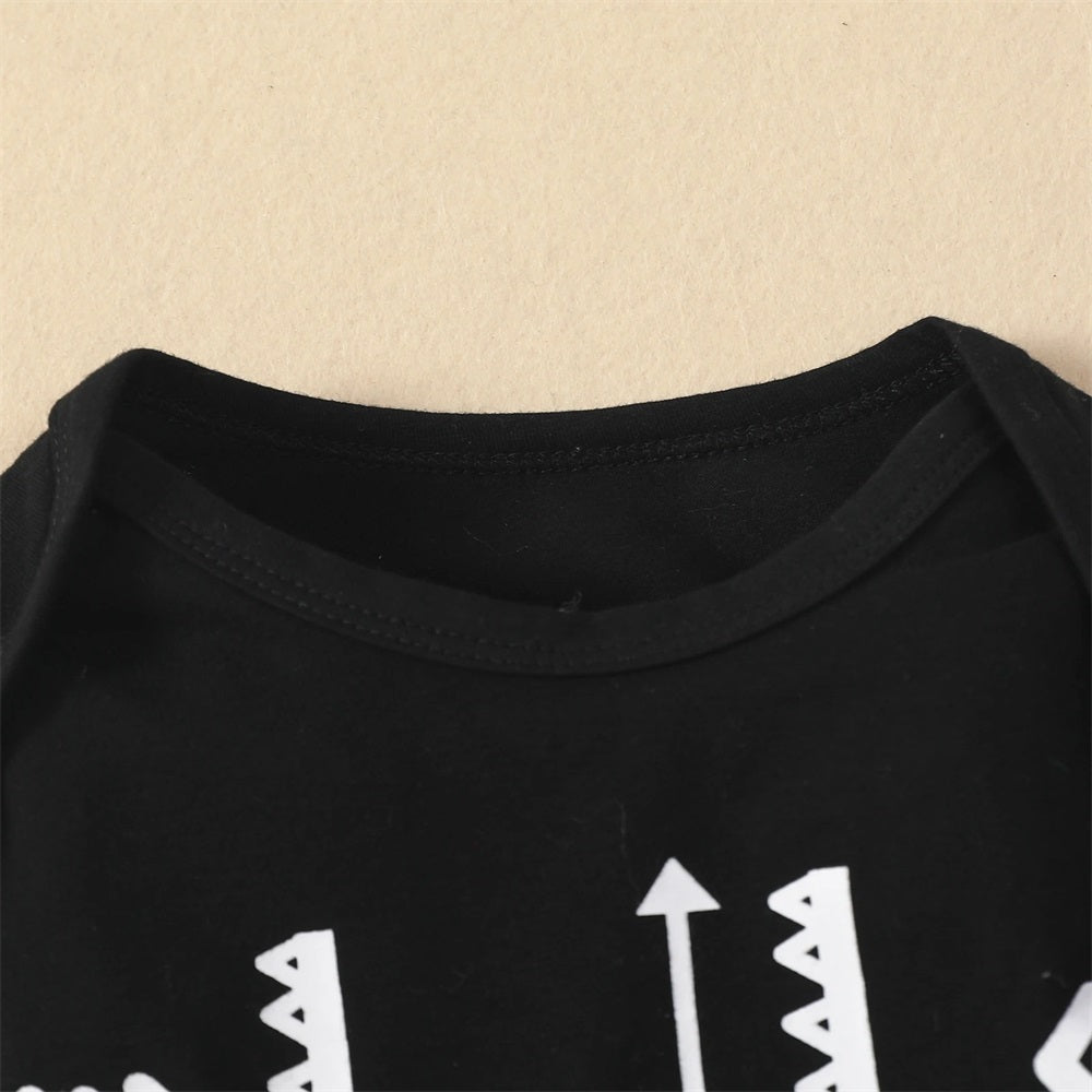 3PCS LIL BRO Letter Dinosaur Print Long Sleeve Baby Set