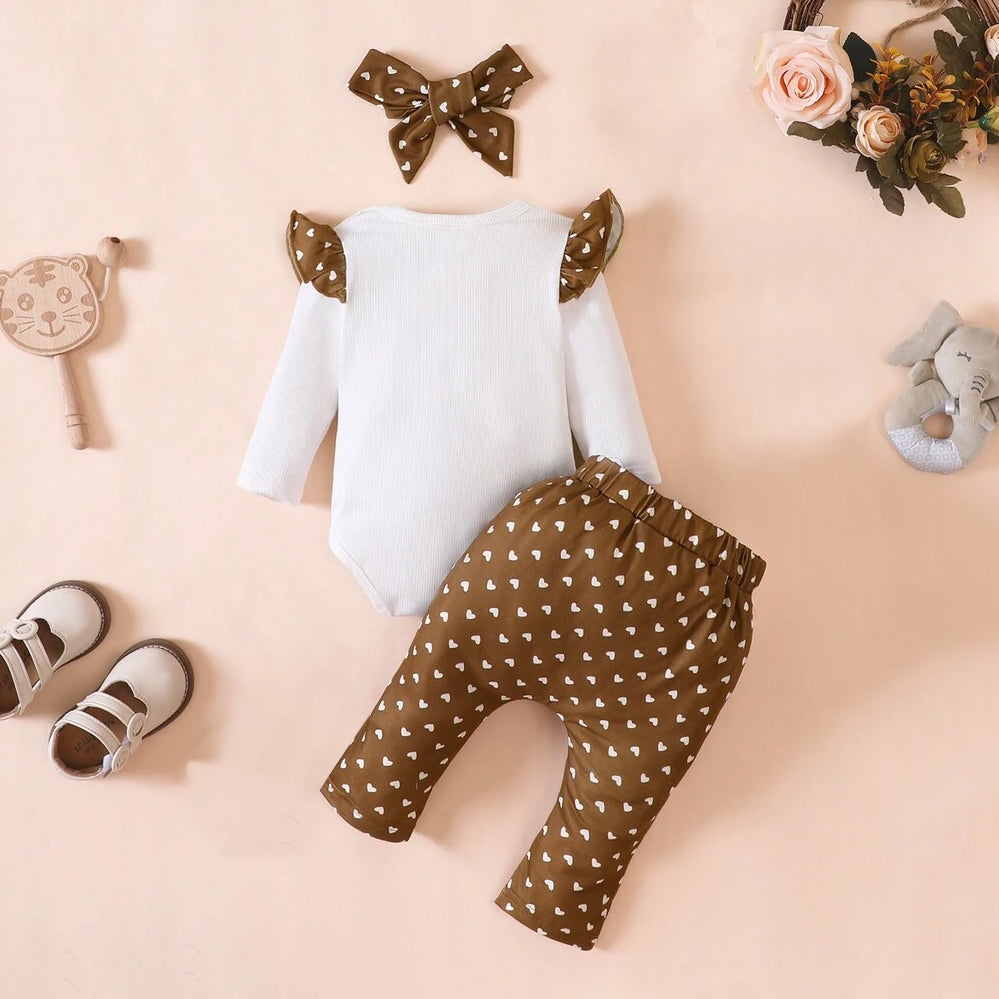 3PCS I‘M Cute Letter Elephant Heart Printed Baby Set