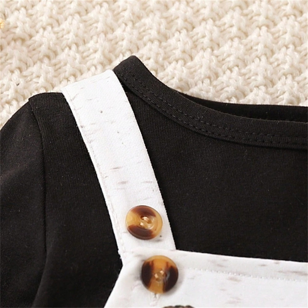 Casual Cute Bear Printed Long Sleeve Baby Jumpsuit