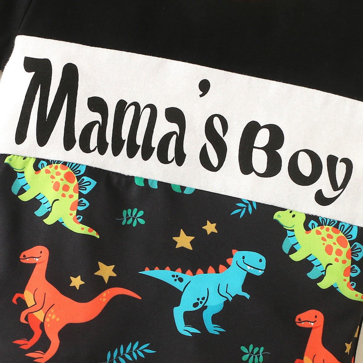 2PCS Mama's Boy Letter Dinosaur Printed Baby Set