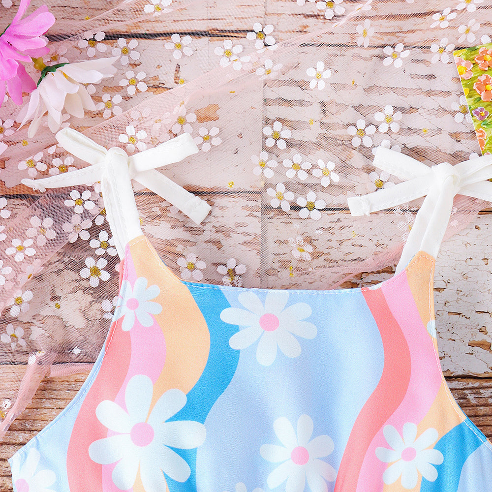 Summer Charming Floral Print Sleeveless Baby Romper