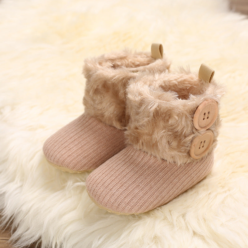 Baby Fleece-Lined Warm Soft Sole Prewalker Snow Boots