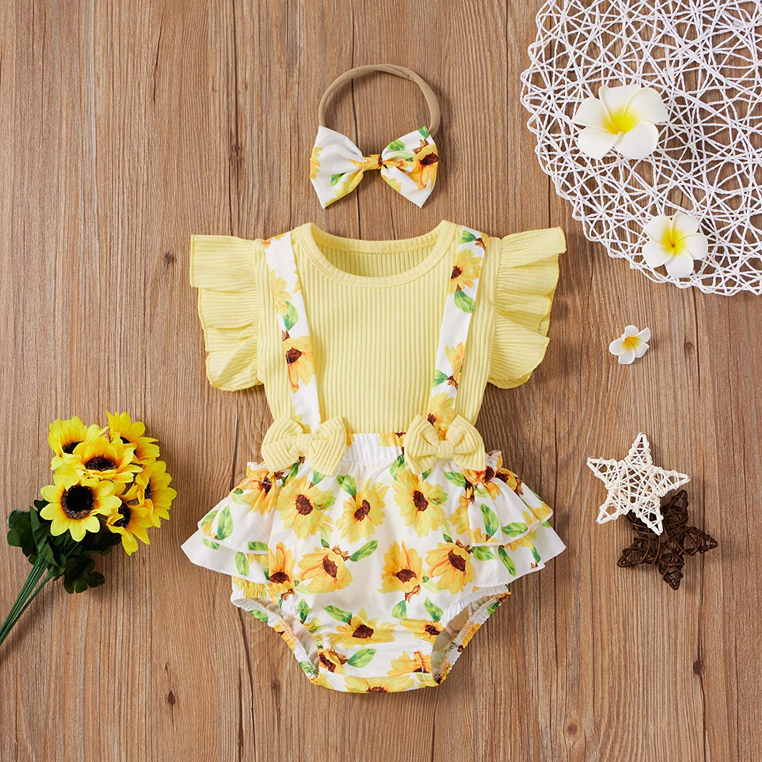 3PCS Lovely Solid Floral Printed Baby Set