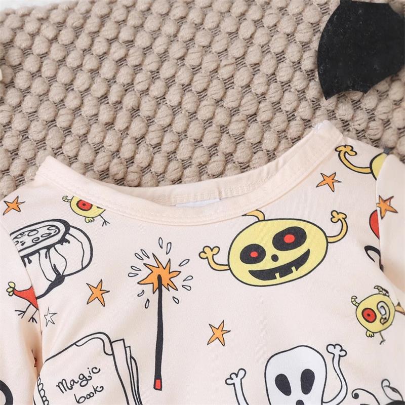 Funny Ghost Halloween Theme Print Baby Jumpsuit