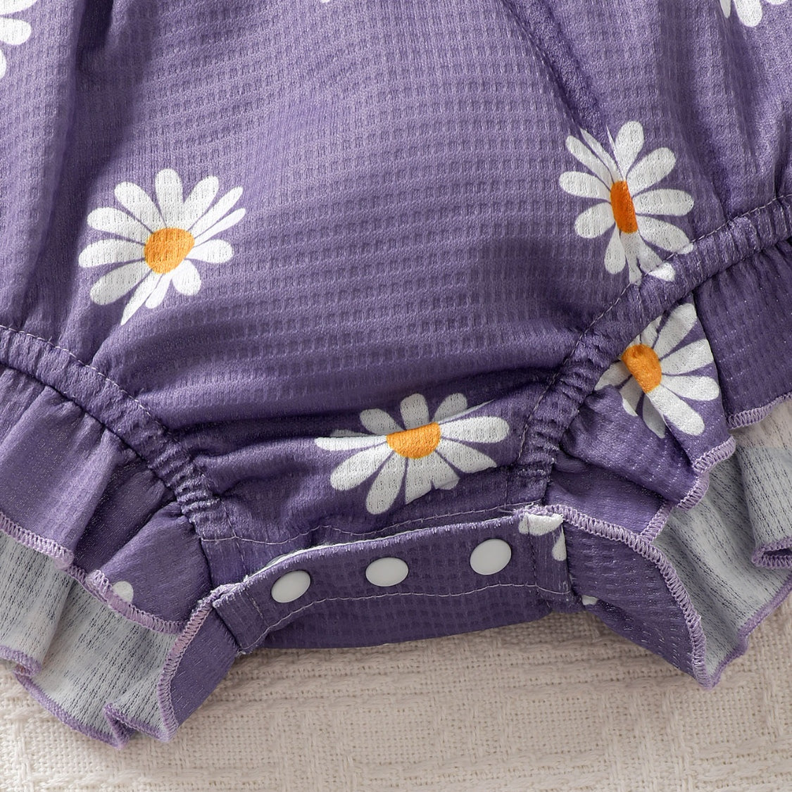 2PCS Stylish Daisy Print Long Sleeve Baby Romper