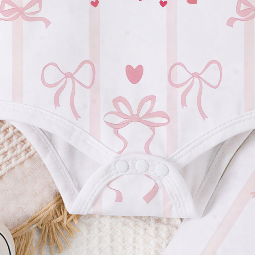 2PCS Love Like Jesus Letter Bow Print Baby Set