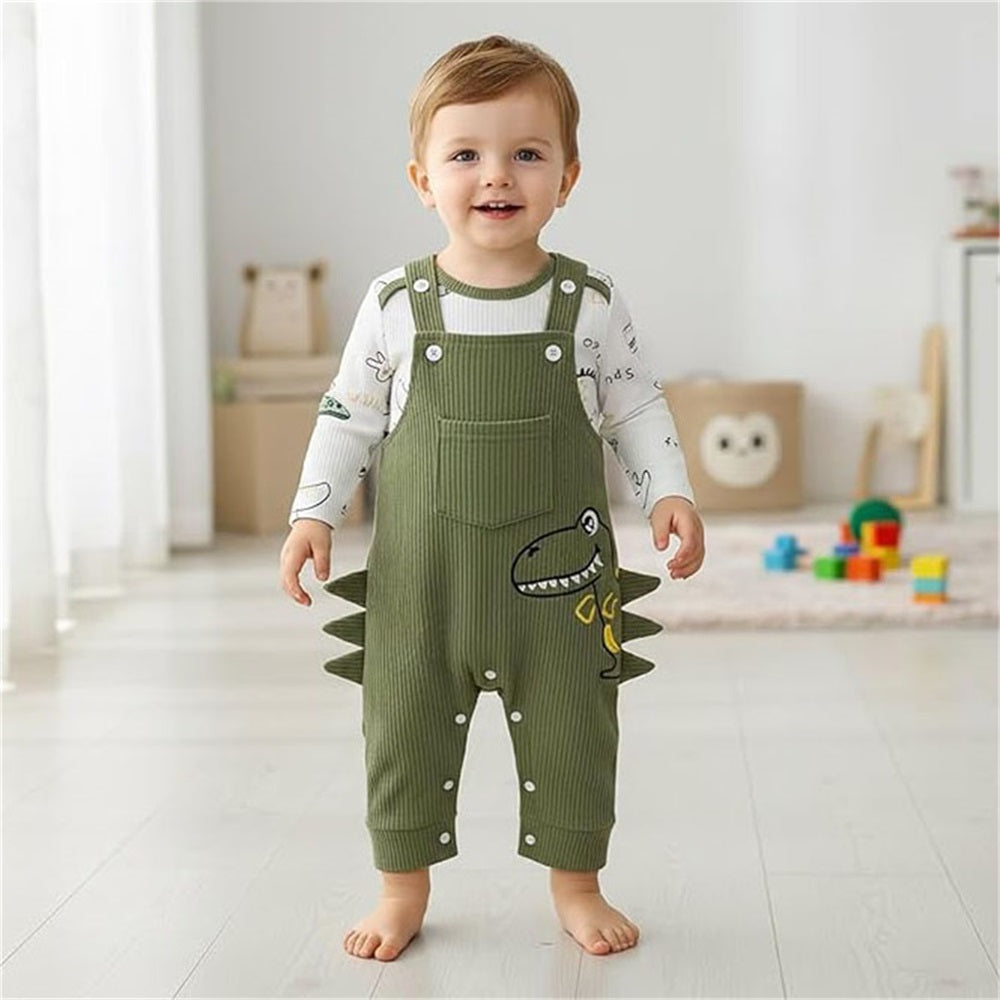 2PCS Casual Dinosaur Print Long Sleeve Baby Set