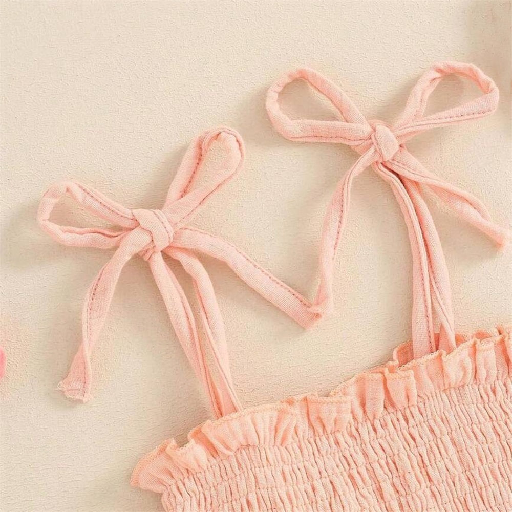 2PSC Trend Floral Embroidery Sleeveless Baby Romper