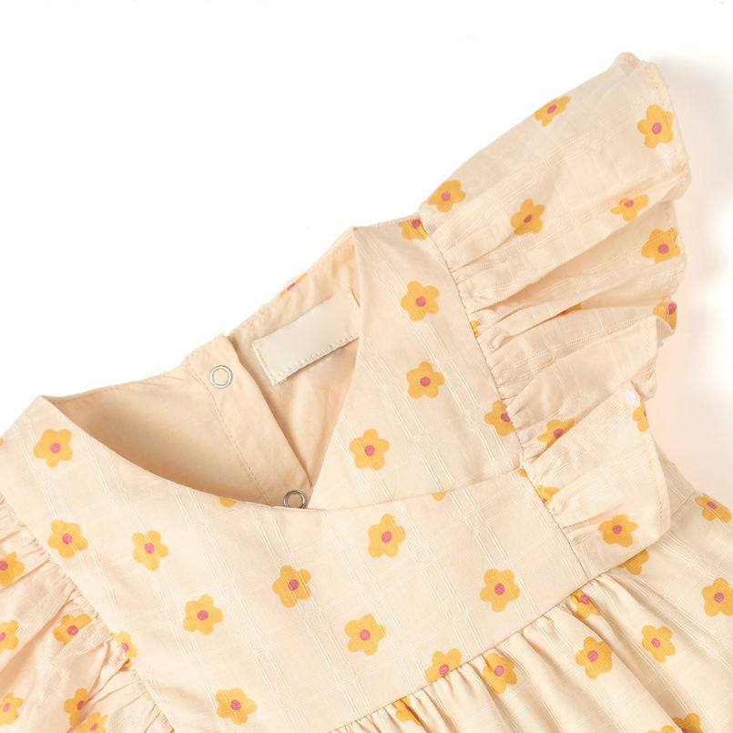 Delightful Floral Printed Sleeveless Baby Jumpsuit