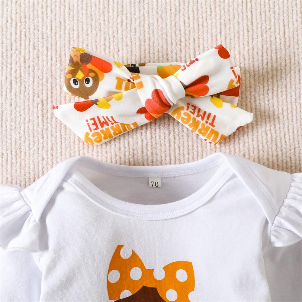 3PCS 1st Thanksgiving Letter Turkey Print Long Sleeve Baby Set