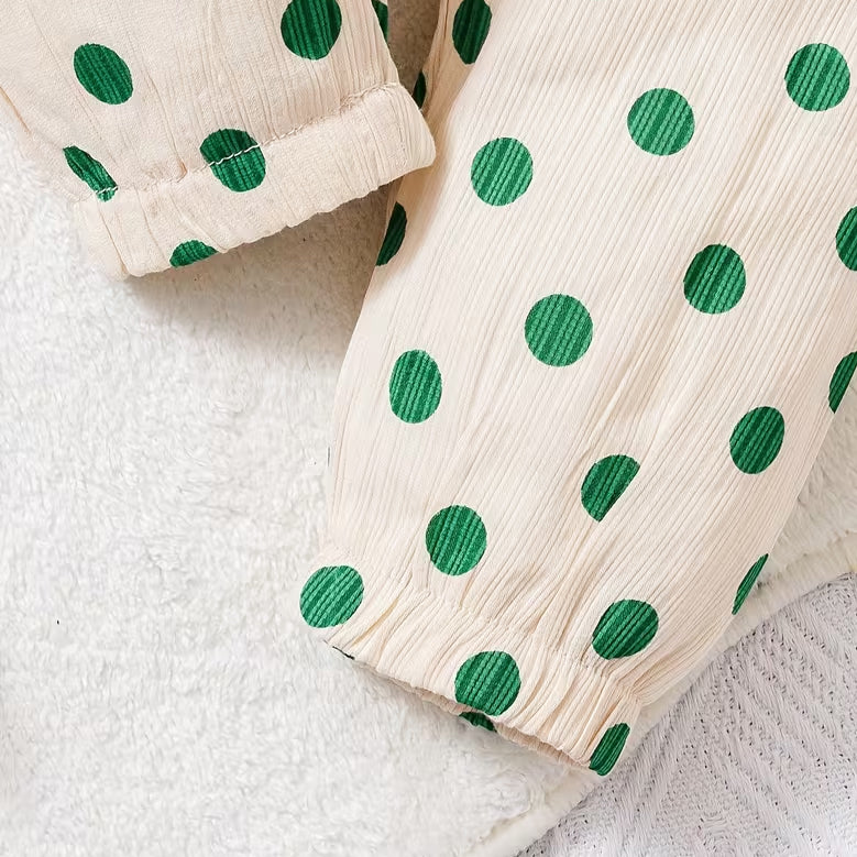 3PCS Pretty Polka Dots Printed Long Sleeve Baby Set