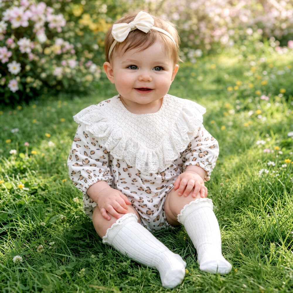 Lovely Leopard Printed Long Sleeve Baby Romper