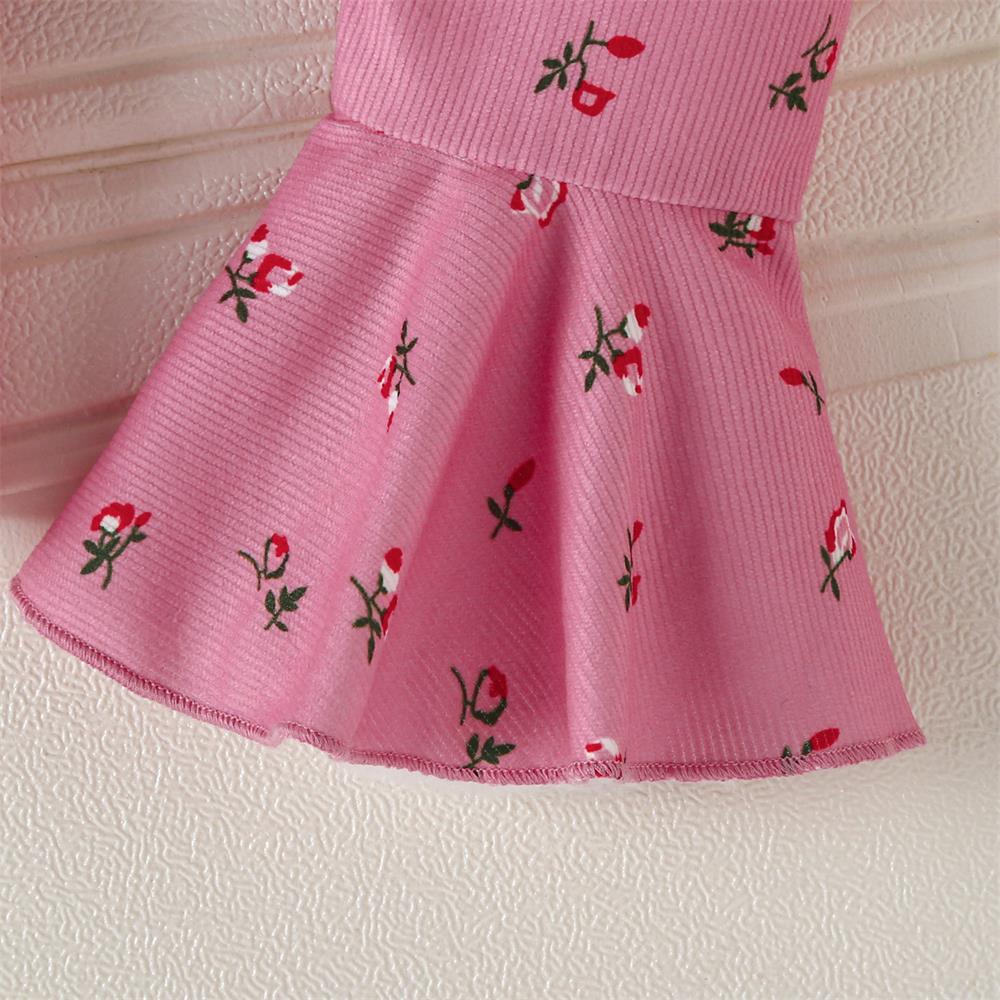 3PCS Sweet Floral Heart Printed Long Sleeve Baby Set