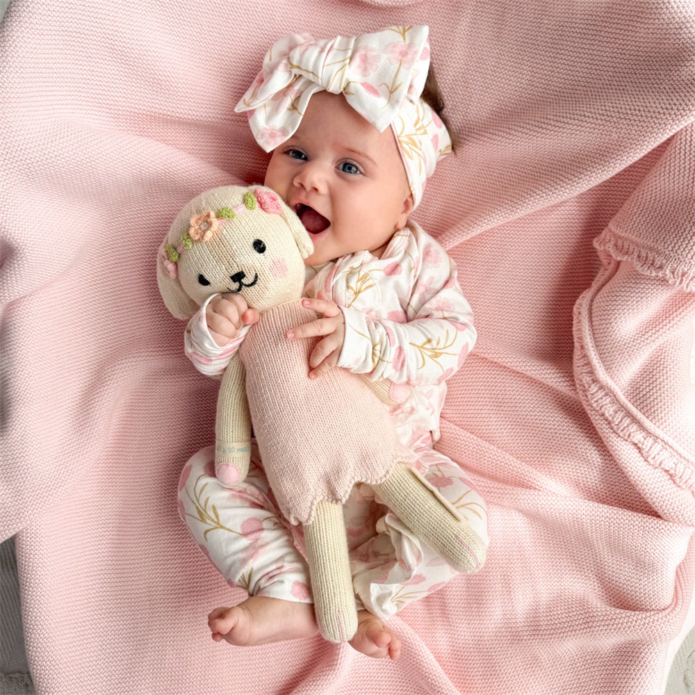2PCS Soft Floral Printed Frill Zip Long Sleeve Baby Jumpsuit
