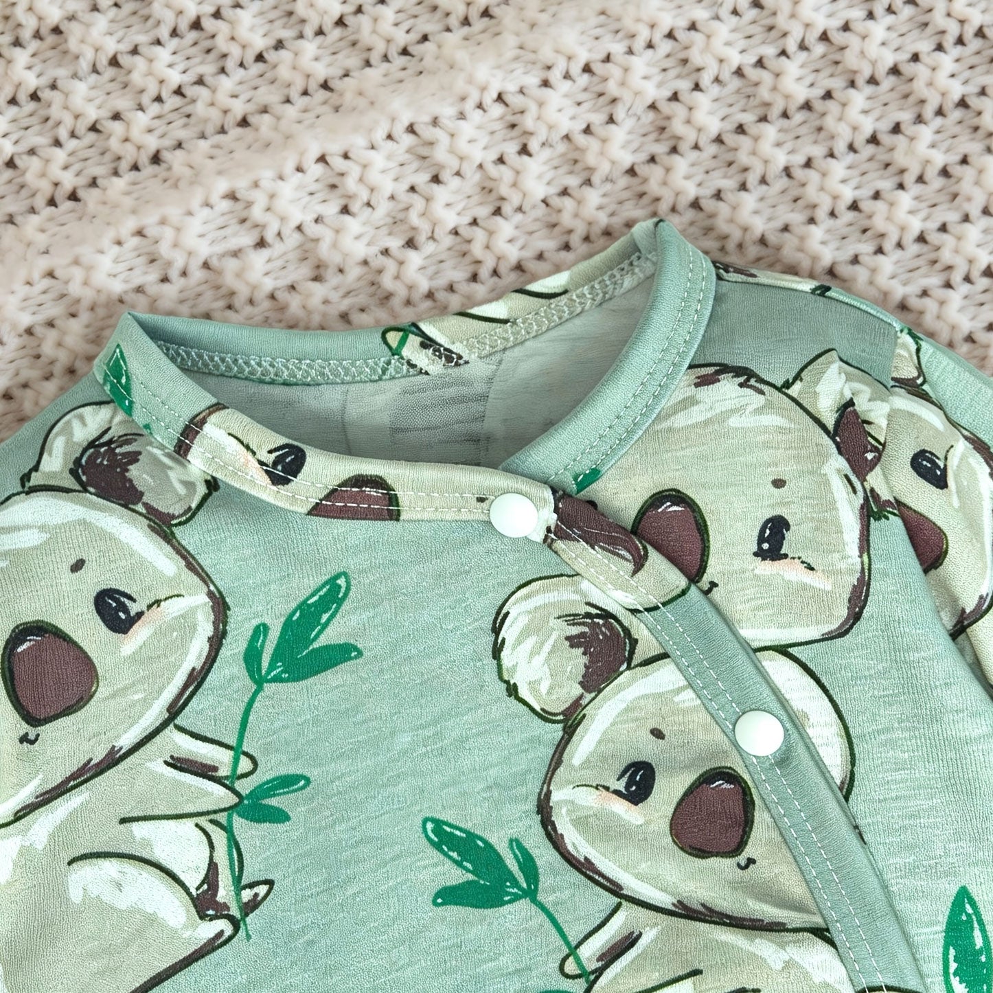 2PCS Casual Cute Koala Printed Long Sleeve Baby Jumpsuit
