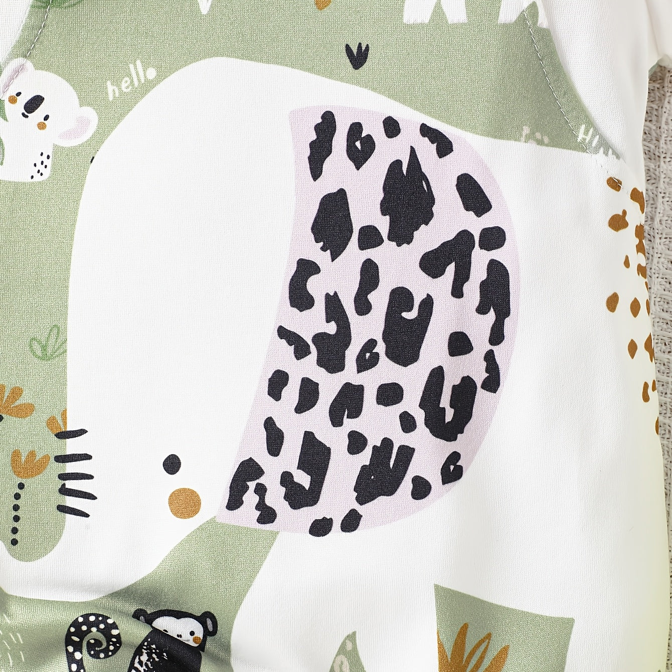 Cute Fake Two-Piece Animal Print Short Sleeve Baby Jumpsuit