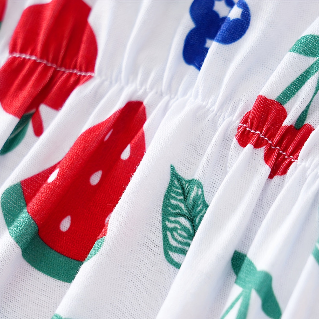 Cheerful Fruit & Leaf Print Sleeveless Baby Girl Romper