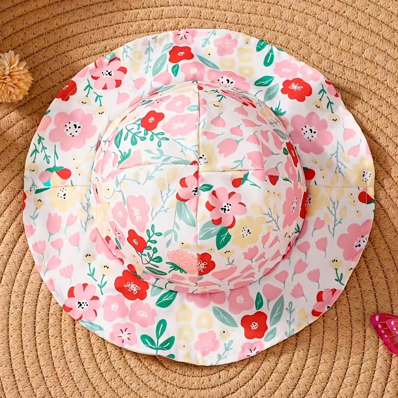 2PCS Gorgeous Floral Print Sleeveless Baby Romper With Hat