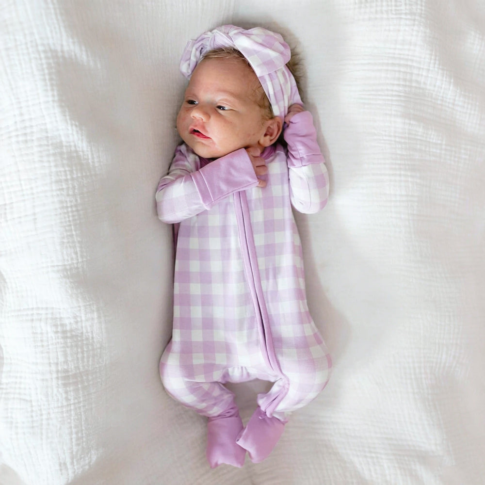 2PCS Classic Plaid Printed Long Sleeve Zipper Baby Jumpsuit